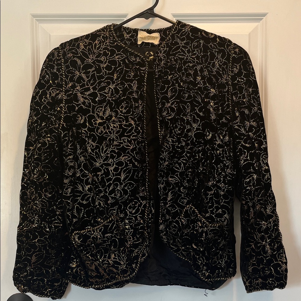 Vintage Gold and Black Sparkle Jacket - with shoulder pads!